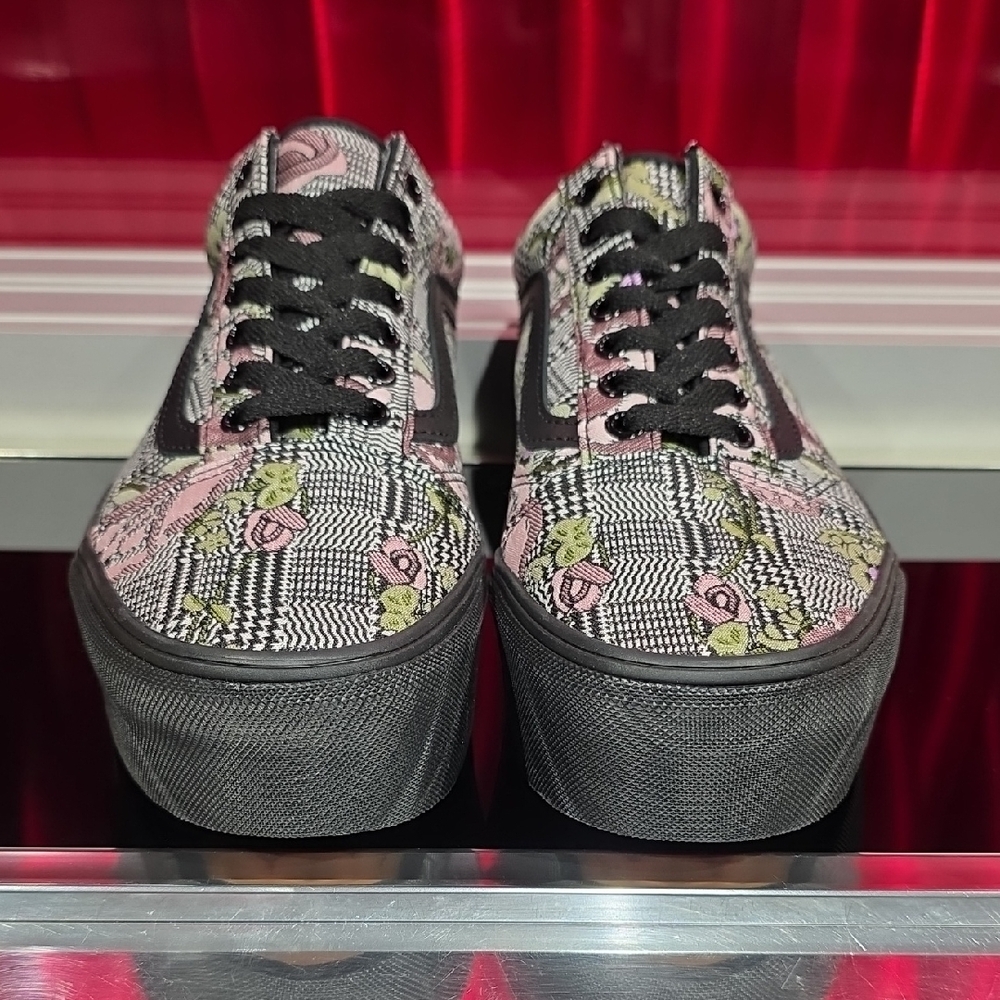 Old Skool Stackform Tapestry Floral Black Mens 8 Womens 9.5